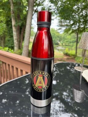 Atlanta United Red and Black Insulated Stainless Bottle with strainer